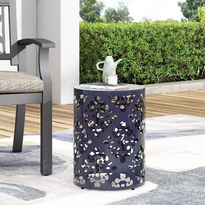 Sapphtopaz Outdoor End Table Modern Outdoor Metal End Table Outdoor Side Table, Metal Patio Table Small Table for Backyard, Balcony