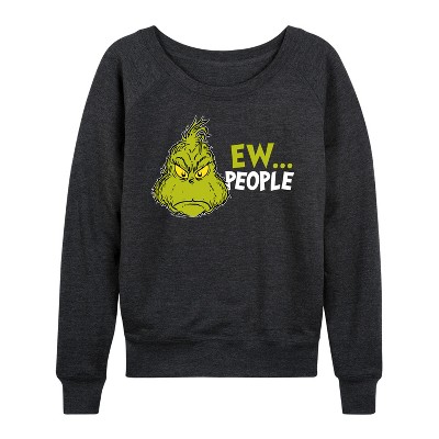 Women's - Dr. Seuss -  Lightweight French Terry Wide Neck Long Sleeve Graphic Shirt