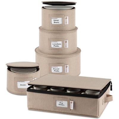 Hard Shell China Storage Containers - Set Moving Boxes for Dinnerware, Glasses, Plates, Mugs and Saucers -  Service for 12