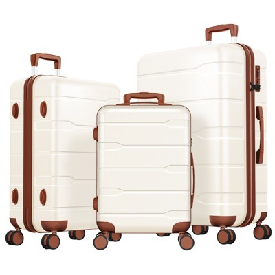 SKONYON 3 Piece Hardshell Luggage Sets Checked Spinner PC & ABS Luggage Set with YKK Zipper and TSA Lock