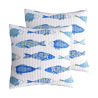 Catalina Fish Quilted Euro Sham - 2pk - Levtex Home