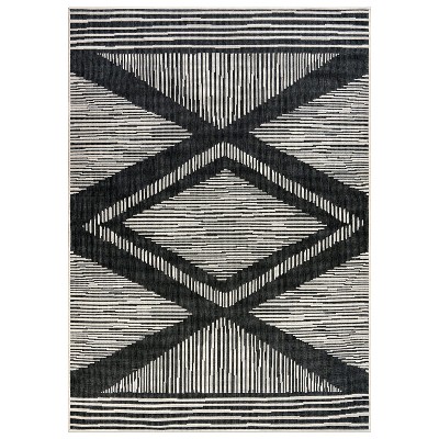 World Rug Gallery Contemporary Geometric Stripe Weather Resistant Reversible Indoor/Outdoor Area Rug:  Low Pile,  Pet Friendly