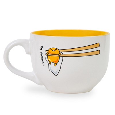 Silver Buffalo Sanrio Gudetama "I'm Falling" Ceramic Soup Mug | Holds 24 Ounces