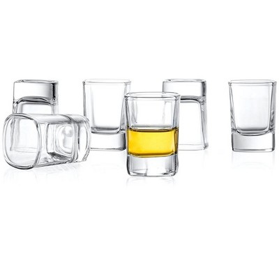 JoyJolt City Heavy Base Shot Glasses - Set of 6 Sham Design Shot Glass - 2 oz