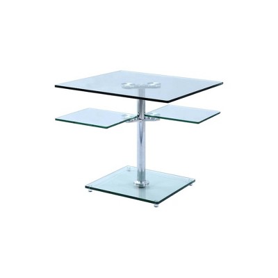 Chintaly Imports,Contemporary Multi-Top Motion White Glass Cocktail Table