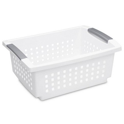 Sterilite Medium Sized Home Stackable Storage & Organization Basket/ Bin, White