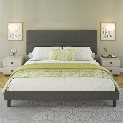 AMERLIFE Upholstered Bed Frame with 47.3" Adjustable Headboard
