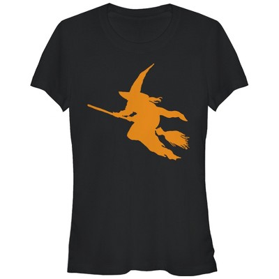 Juniors Womens Lost Gods Halloween Witch on a Broomstick T-Shirt