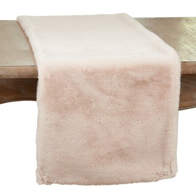 Saro Lifestyle Faux Rabbit Fur Table Runner