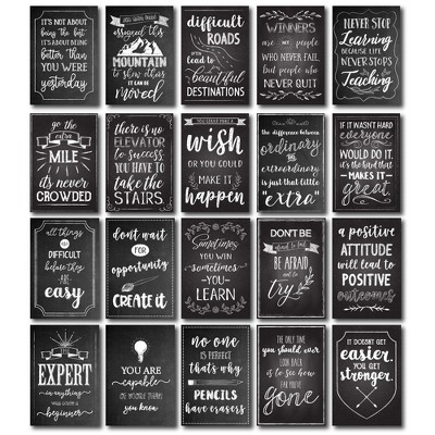 Best Paper Greetings 20 Pack Motivational Posters in Chalkboard Design, Inspirational Quotes for Teacher Supplies, Classroom Signs, 13 x 19"