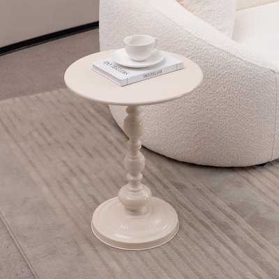 Metal Drink Table Small Round Side Tables For Bedroom,Serving Tray Top Small Coffee Table-Cuddlewood