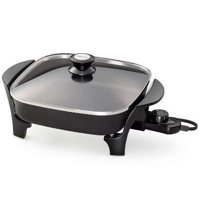 Presto 11" Electric Skillet - Black: Nonstick Cast Aluminum, Dishwasher-Safe, 1000W, Griddle Capability, 1-Year Warranty