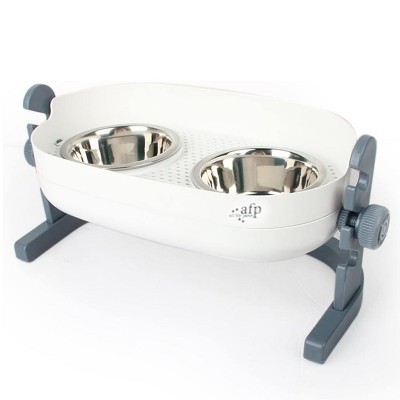 Allforpaws Dog Bowls 3 In 1 Height Adjustable Stainless Steel Elevated Double Bowls