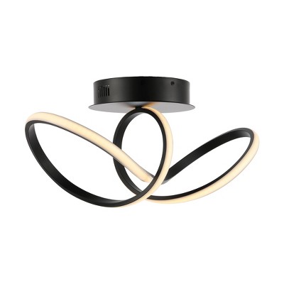 19.5" Chantelle Modern Minimalist Aluminum Loop Integrated LED Semi Flush Mount - JONATHAN Y