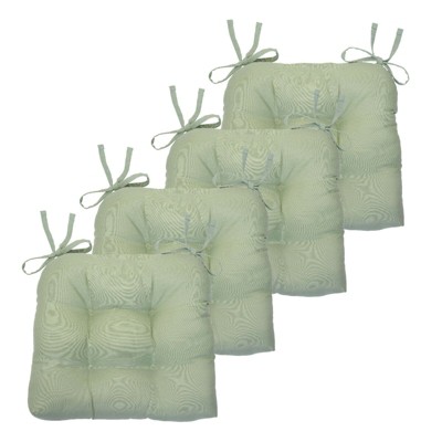 Kate Aurora Country Living Plush Solid Colored Country Farmhouse Reversible Chair Cushions/Pads With Tear Proof Ties