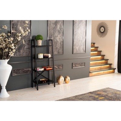 Kumasinova 5-Tier Ladder Bookshelf Organizer,Industrial Display Storage Shelf with Metal Frame for Living Room,Office & Study