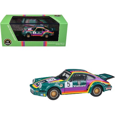 1975 Porsche 911 Carrera RSR 3.0 #5 "Kremer Racing - Vaillant" Green with Stripes 1/64 Diecast Model Car by Paragon