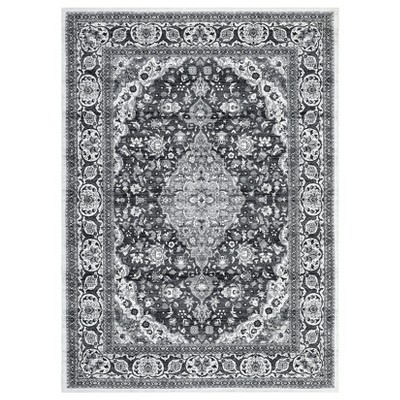 Washable Vintage Floral Medallion Living Room Rugs, Soft Non Slip Oriental Bedroom Carpet, Large Home Decor Rugs for Apartment Office Dining Room