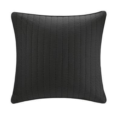 COWLOWN Cotton Quilted Euro Sham, Embroidered Pillow Cover with Hidden Zipper, Farmhouse Style