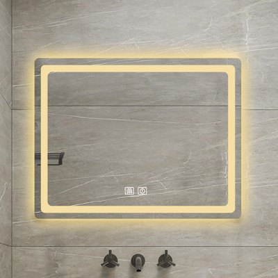 36 in. H LED Single Bathroom Vanity Mirror in Polished Crystal Bathroom Vanity LED Mirror for Bathroom Wall Smart Lighted Vanity Mirrors