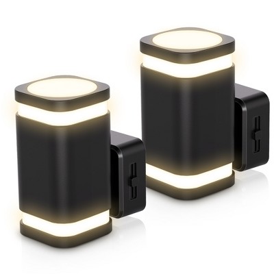 DORESshop 1-Light Dimmable Plug-In Night Light 0-100LM Soft White with Dusk to Dawn Sensor for Bedroom Hallway(2-Pack)