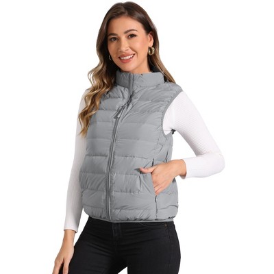 INSPIRE CHIC Women's Zip-Up Stand Collar Winter Sleeveless Puffer Vest