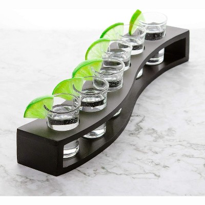 LEMONSODA Shot Glass Set with Wood Layered Base Tray - Set of 6 -1oz