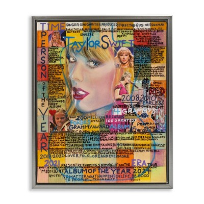 Stupell Industries Taylor Musician Collage Black Framed Floater Canvas Wall Art