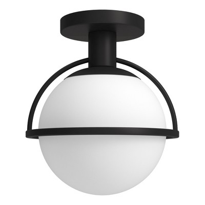 Hudson and Canal 9.25" Wide Semi Flush Mount with Glass Shade