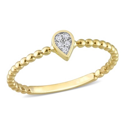 EVERLY JEWELRY | 14K Yellow Gold Diamond Accent Teardrop Ring