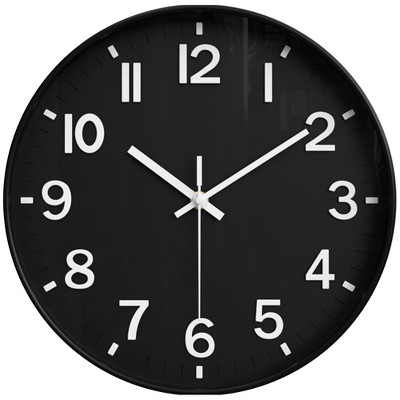 REGALWOVEN Plastic Battery Powered Big Numerals Silent Clock Wall Clock 12 x 12 x 1.6 Inches