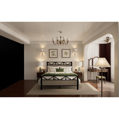 Full Size Bed Frame with Headboard and Footboard