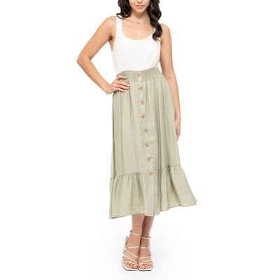 August Sky Women's Ruffle Strap Two-fer Midi Dress