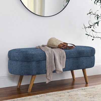 Sapphtopaz 43.5" Storage Bench with Rubber Wood Legs Ottoman with Storage, Storage Organizer Ottoman Bench for Entryway Bedroom