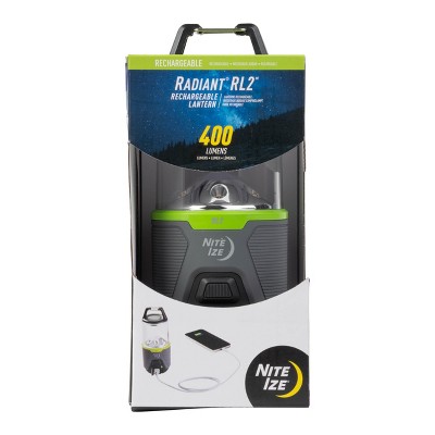 Nite Ize Radiant RL2 Rechargeable Lantern - Outdoor LED Lantern - Camping Gear & Emergency Kits - with Power Bank - Impact & Water Resistant