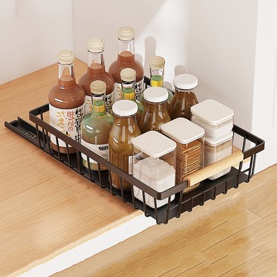 Pull Out Cabinet Organizer, No Drill Pull Out Shelves For Cabinets Multifunctional Sliding Mesh Cabinet Basket For Kitchen Pantry Bathroom Bedroom