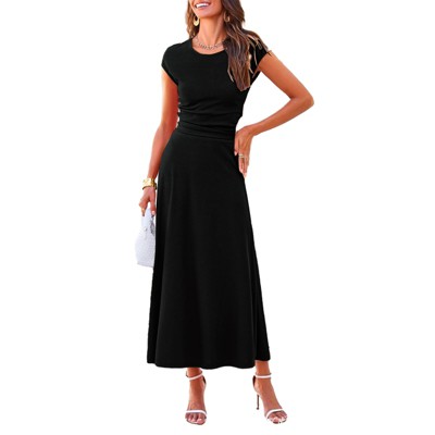 Women's Summer Knit Short Sleeve Top And Casual High Waist Midi Skirt Set