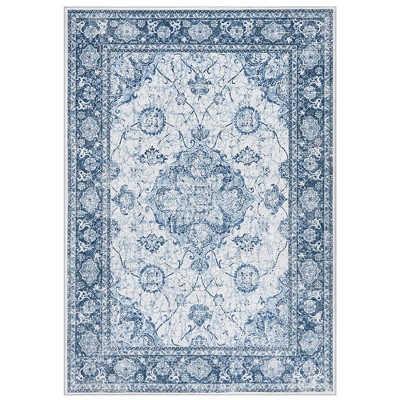 Area Rugs Washable Non-Slip Backing for Living Room, Boho Traditional Vintage Floral Printed Soft Durable Low Pile Floor Mat for Bedroom Dining Room