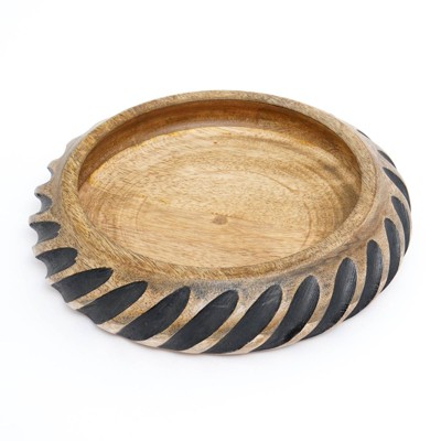 SEVOBAL Serving Platters Handcrafted Wooden Serving with Black Resin Accent, Functional Art Piece for Modern Living, Dining, Brown, 9"*9"*2"
