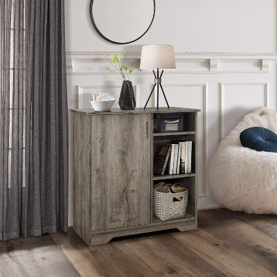 Kings Brand Furniture - Sideboard Accent Storage Cabinet with 3 Shelves and 1 Cupboard, Oak