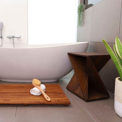 Nordic Teak Dark Shower and Bath Twisted Stool - Dark Brown
