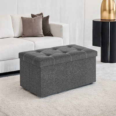SONGMICS Storage Ottoman Bench Ottoman with Storage Footstool Hold up to 660 lb for Bedroom Living Room