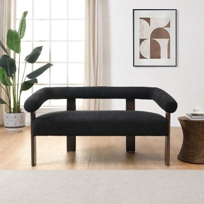 Christopher Knight Home Webb 53" Modern Rubberwood Boucle Upholstered Loveseat