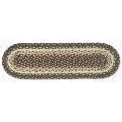 Earth Rugs Cactus Taupe Dark Brown Oval Braided Stair Tread 27"x8.25"