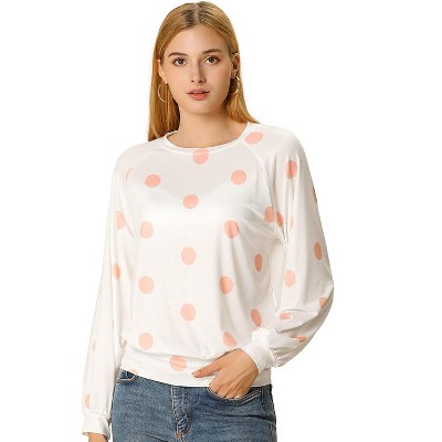 INSPIRE CHIC Women's Loose Casual Polka Dot Long Sleeve Top Shirts
