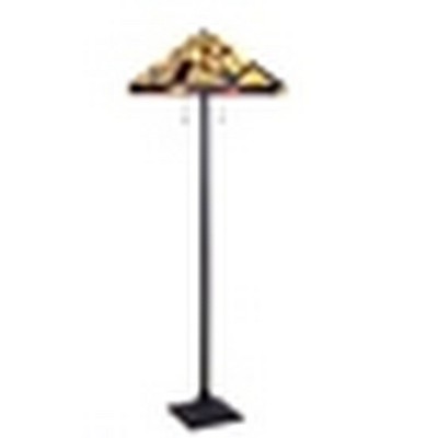 HomeStock VINCENT Tiffany-Style Blackish Bronze 2-Light Mission Floor Lamp 18" Shade