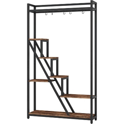 Tribesigns 70.9" Tall Plant Stand, 7-Tier Large Plant Shelf with 5 S-Hooks, Industrial Wood Flower Stand Display Rack