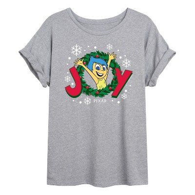Women's - Inside Out 2 - Joy Christmas Wreath Oversized Graphic T-Shirt