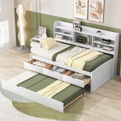 NicBex Twin Size Wooden Daybed, Modern Sofa Bed Frame with 2 Storage Drawers for Bedroom, Living Room