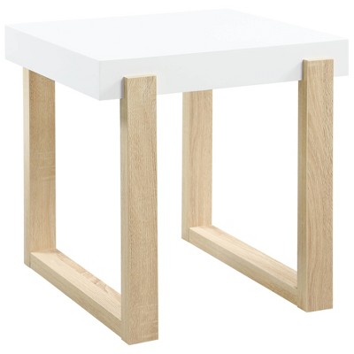 Pala Square End Table White High Gloss/Natural - Coaster